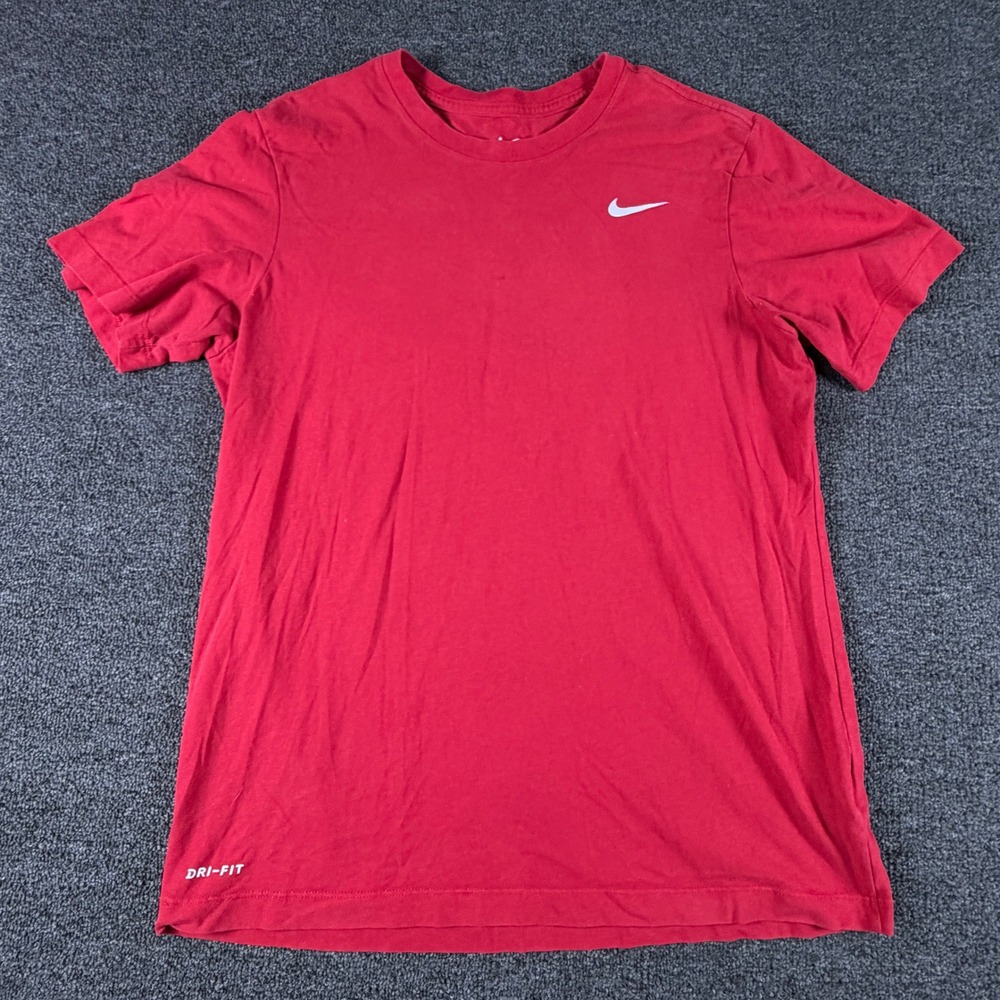 Nike T-Shirt Mens M 637586-6DL Red Dri-FIT Short Sleeve Swoosh EUC